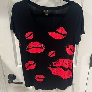 Thalia Sodi Black T Shirt with Lips